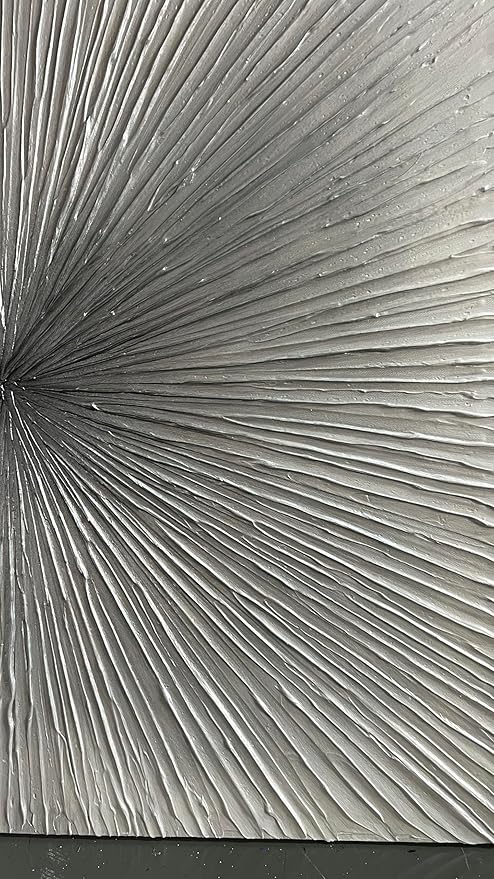 3D Abstract Art Oil Paintings on Canvas Texture Silver Gray Color Abstract Artwork Modern Home Decor Canvas Wall Art Ready to Hang for Living Room Bedroom 30x30inch