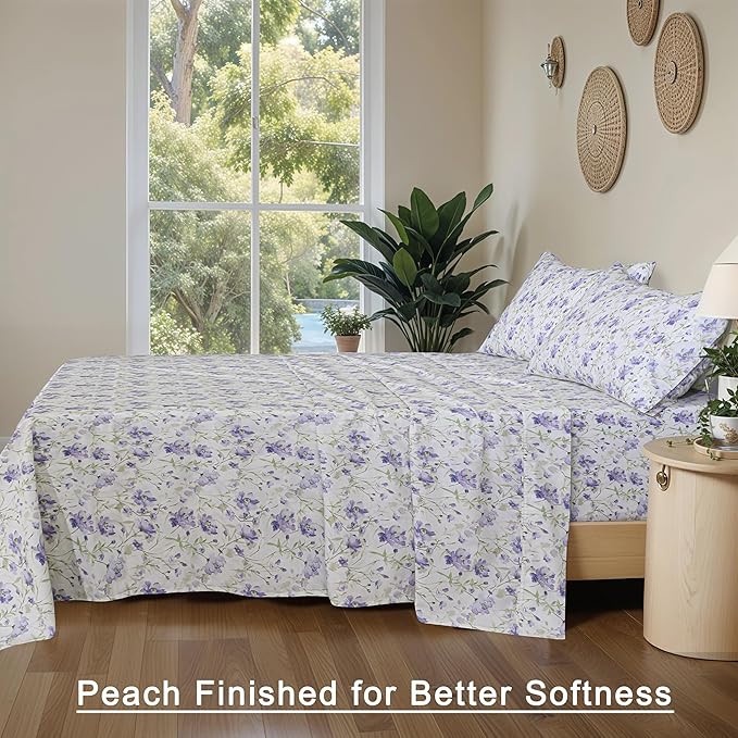 RUVANTI 100% Organic Cotton Sheets Full Size, Percale Weave, GOTS Certified, 4-Piece Set, Deep Pocket 15", Crisp & Breathable, Soft Durable Bedding, Sábanas Algodón Orgánico – Heather