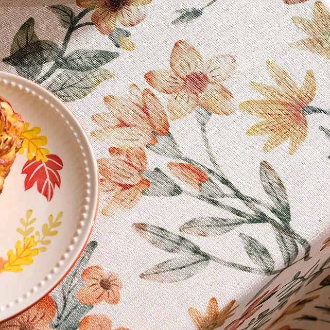Designer Vintage Linen Long Rectangle Tablecloth,William Morris Block Print Soft and Durable Table Cloth,Decor Table Cover for Kitchen,Dining,Thanksgiving,Christmas,63"*94"-Athea
