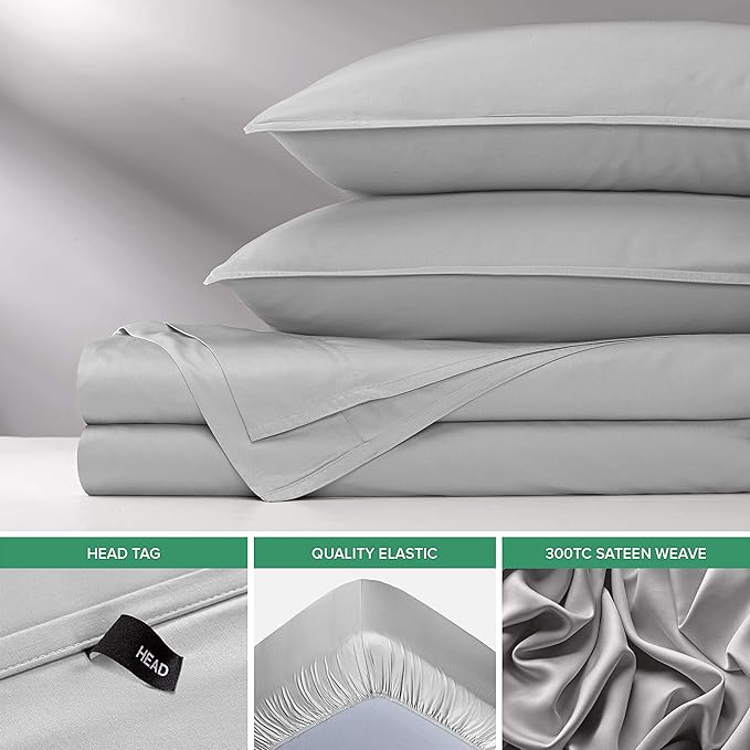 Pure Bamboo King Sheets, Genuine 100% Organic Viscose Derived from Bamboo Bed Sheet Set, Luxuriously Soft & Cooling, Double Stitching, 2 Year Quality Promise (King, Silver Pearl)