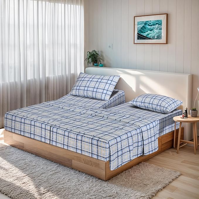 RUVANTI 100% Organic Cotton Sheets Split King, Percale Weave, GOTS Certified, 5-Piece Set, Deep Pocket 15", Crisp & Breathable, Soft Durable Bedding, Sábanas Algodón Orgánico – Pastel Print