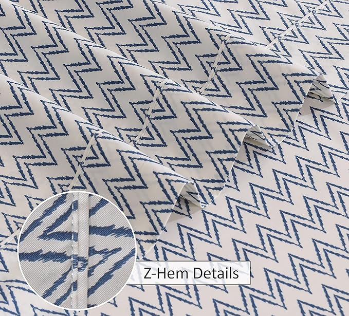 RUVANTI 100% Cotton Twin XL Sheet Sets, 3 Pieces, Soft & Breathable Percale Weave Bedding, Deep Pocket 16", Hotel Standard, Crisp Cool Feel, Durable, Perfect Size Floral Sheets, Chevron
