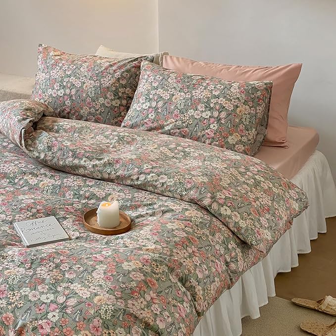 HighBuy King Size Comforter Set Multi Color Lightweight Floral Bedding Comforters with 2 Pillowcases All Season Fluffy Boho Chic Comforter Set King Size,Gift for Family