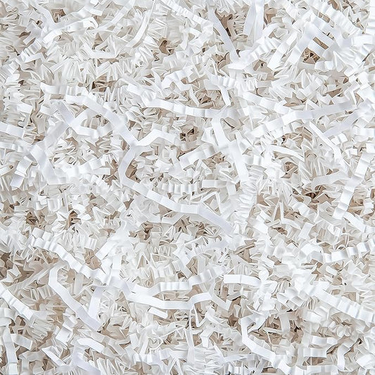 Uptotop 2 LB Crinkle Cut Paper Shred Filler for Gift Wrapping Basket Filling Birthday Wedding Christmas Thanksgiving Mother's Day (White)