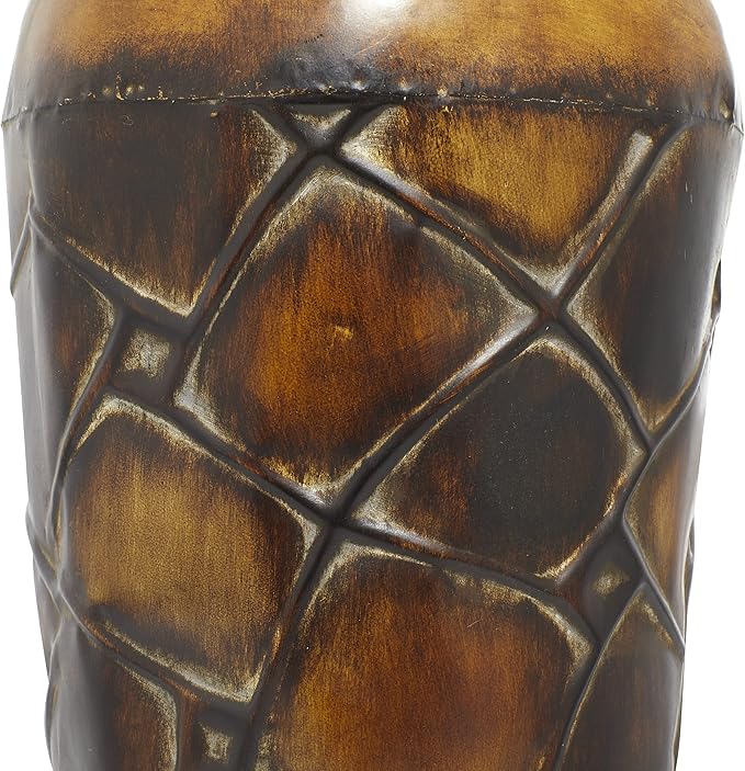 Deco 79 Metal Decorative Vase Indoor Outdoor Tall Floor Bottleneck Centerpiece Vases with Tortoise Shell Pattern, Set of 3 Flower Vases for Home Decoration 50", 35", 26"H, Brown