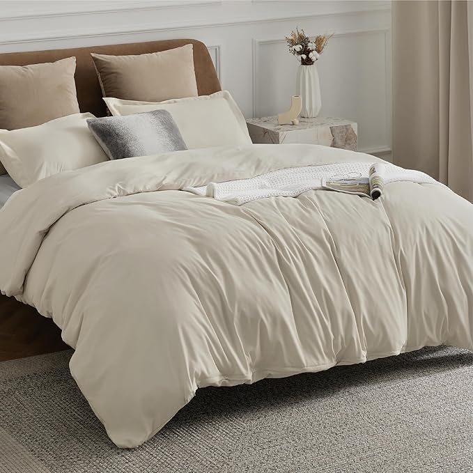 Bedsure Duvet Cover California King Size - Soft Double Brushed Bedding Set for Kids & Adults, Zipper Closure, 3 Pieces, Includes 1 Duvet Cover (104"x98") & 2 Pillow Shams, NO Comforter, Linen