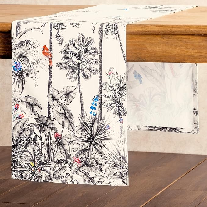 Maison d' Hermine Table Runner 100% Cotton Single Layer Table Runners 36 inches Long for Thanksgiving Christmas Decorations Home Kitchen Dining Party Wedding (Amazonia, 14.5" x 36")
