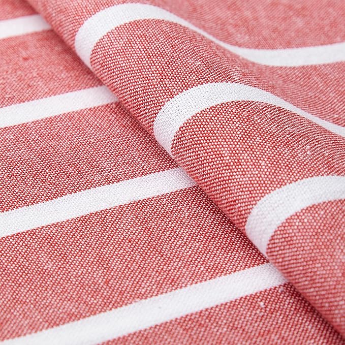 Encasa XO Cotton Dining Table Runner | Roma Red Stripes | Size 13x48 in - Machine Washable & Durable