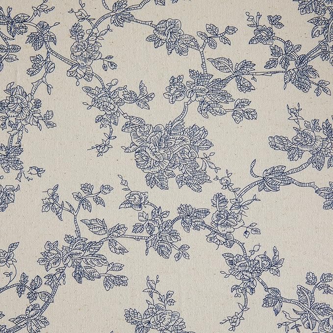 100% Cotton French Pastoral Table Runners, 13x72 Inch Blue Farmhouse Table Runners 72 Inches Long, Vintage Flowers Print Home Decors