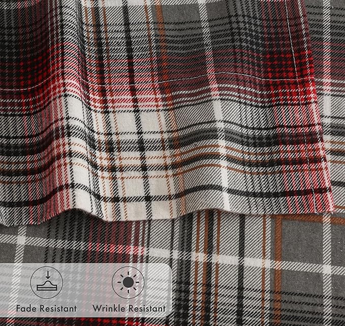 RUVANTI Flannel Sheets Queen Size - 100% Cotton Double Brushed Bed Sheets, Deep Pockets 16 Inches Queen Sheet Set, All Seasons Breathable & Extra Soft - Warm & Cozy, 4 Piece, Halloween Check