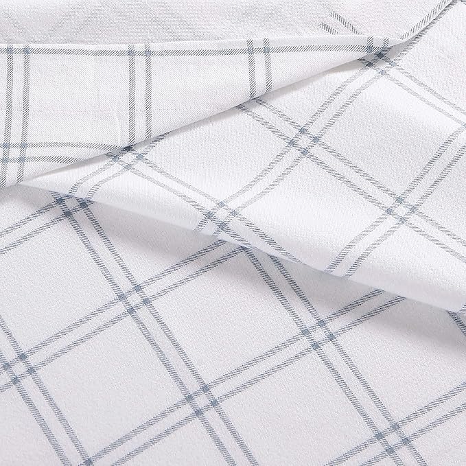 Eddie Bauer - Flannel Sheets Queen Size, Anti-Pilling & Wrinkle Resistant Cotton, Touchably Soft for All-Season Comfort - Bed Sheets with Matching Pillowcases & Fitted Sheet (Westridge Plaid Blue)