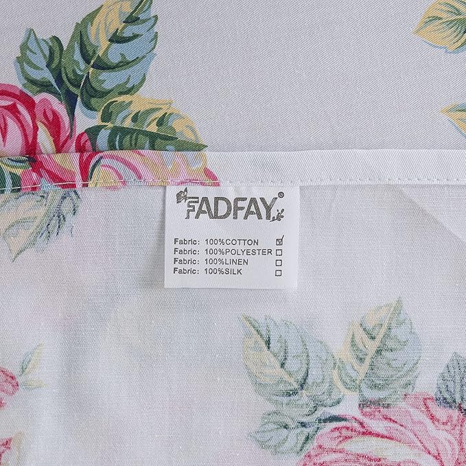 FADFAY Duvet Cover Set Queen Pink Rose Floral Bedding Shabby Peony Flower Quilt Cover Set Vintage Farmhouse Bedding 100% Cotton Soft Comforter Cover Set with Hidden Zipper Closure 3Pcs, Queen Size