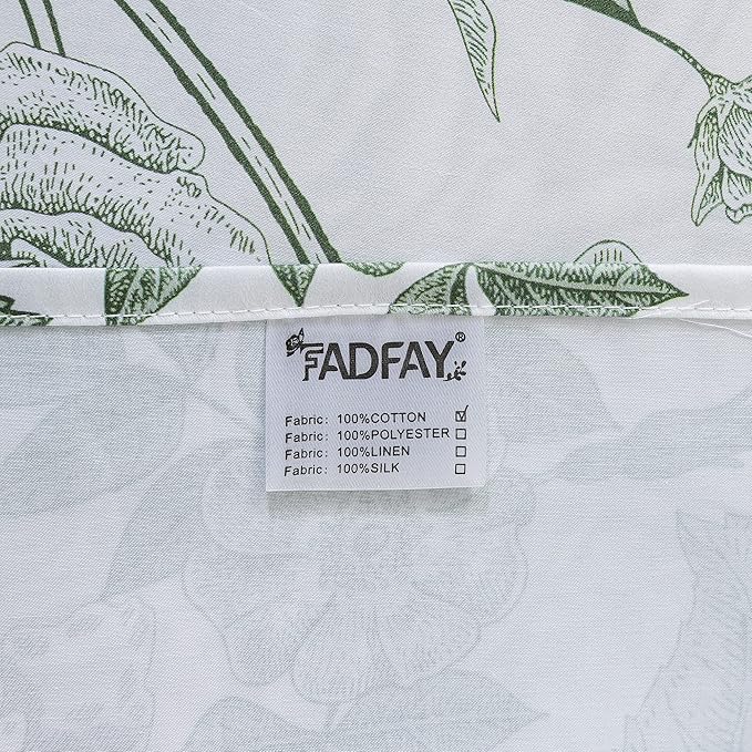 FADFAY Sheets Set Vintage White and Green Floral Bedding Elegant Peony Sheets Shabby Rose Farmhouse Bedding 100% Egyptian Cotton 800 Thread Count Deep Pocket Fitted Sheet 4Pcs, California King Size