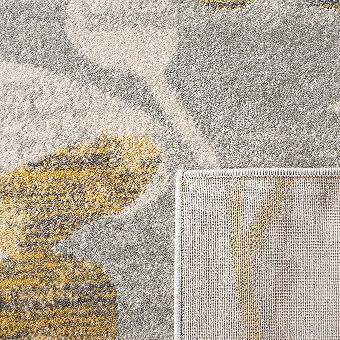 SAFAVIEH Evoke Collection 2'2" x 11' Grey / Gold EVK236P Floral Non-Shedding Living Room Bedroom Runner Rug