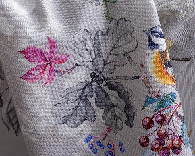 Maison d' Hermine Table Cloth Rectangle Table 100% Cotton 70 x 90 Inches Fall Tablecloth Reusable Everyday Use for Thanksgiving Christmas Decorations Dining Farmhouse Party (Equinoxe - Grey)