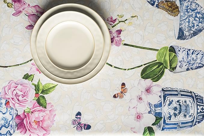 Maison d' Hermine Table Cloth Rectangle Table 100% Cotton 60 x 120 Inches Tablecloth Reusable Decorative Everyday Use for Dining Room, Farmhouse, Home, Party, Festive & Wedding Spring Summer - Canton