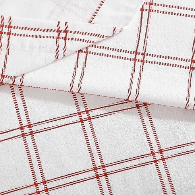 Eddie Bauer- Flannel Sheets Full Size, Anti-Pilling & Wrinkle Resistant Cotton, Touchably Soft for All-Season Comfort - Bed Sheets with Matching Pillowcases & Fitted Sheet (Westridge Plaid Orange)