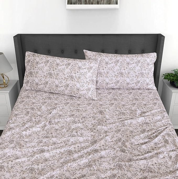 RUVANTI Flannel Sheets King Size - 100% Cotton Brushed King Size Sheets Set - Deep Pockets 16 Inches Bed Sheets - All Seasons Breathable & Extra Soft - Warm & Cozy, 4 Piece, Shallow