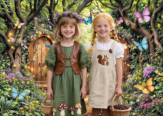 20X10ft Enchanted Forest Backdrop Fairy Tale Green Enchanted Garden Wonderland Floral Butterfly Photography Background for Kids Girl Baby Shower Birthday Party Decoration Banner Booth Props