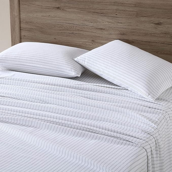 Eddie Bauer - Flannel Sheets Twin Size, Anti-Pilling & Wrinkle Resistant Cotton, Touchably Soft for All-Season Comfort - Bed Sheets with Matching Pillowcases & Fitted Sheet (Trail Stripe)