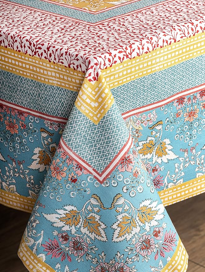 Maison d' Hermine Table Cloth Rectangle Table 100% Cotton 60 x 108 Inches Tablecloth Reusable Decorative Everyday Use for Dining Room, Farmhouse, Home Party, Festive & Wedding Spring Summer - Marquise