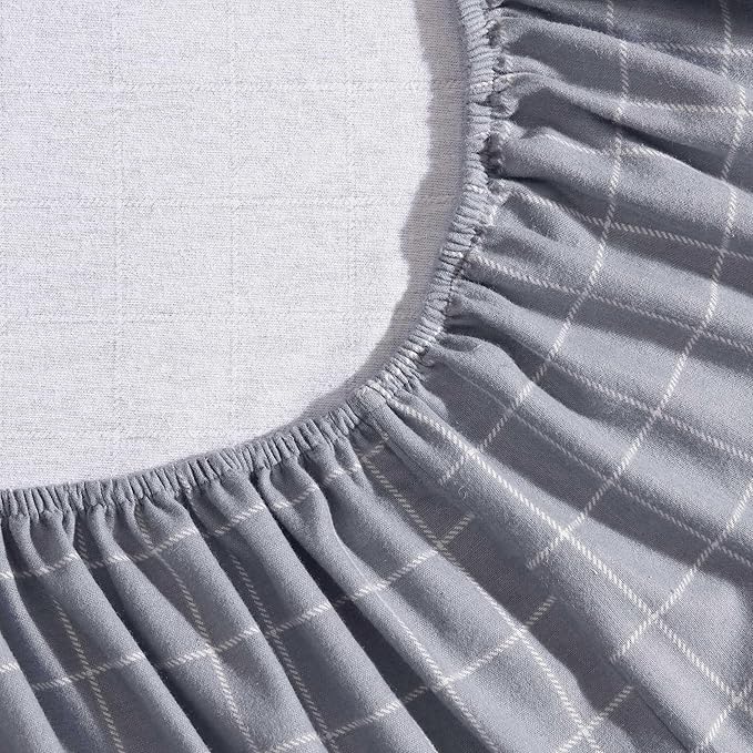 Eddie Bauer - Queen Bed Sheets, Cotton Flannel Bedding Set with Matching Pillowcases, Brushed for Extra Softness, Deep Pocket, Oeko-Tex Certified (Great Plains Plaid Grey)