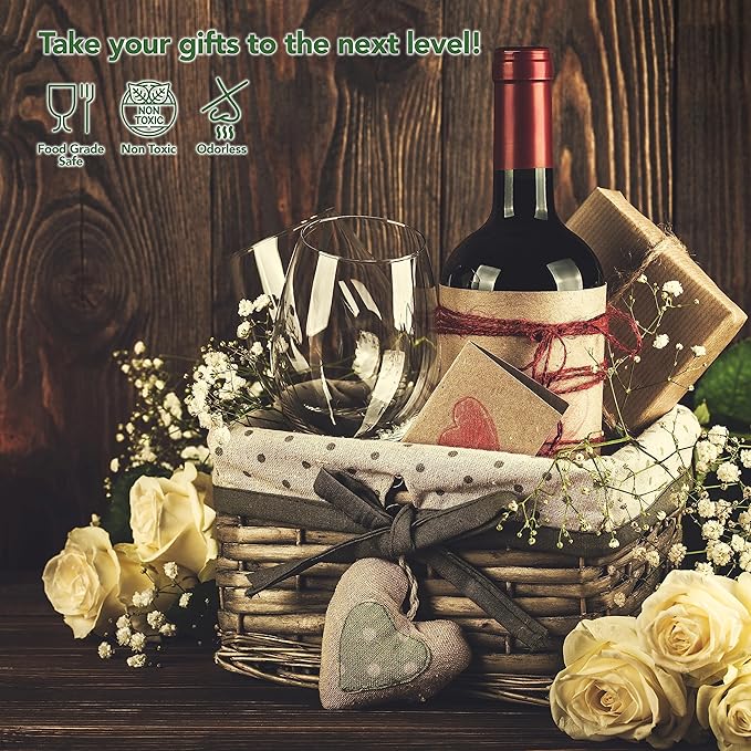 9 x 20 Inch Cellophane Gift Bags (12 Pack) — Clear Tall Wrapping Bags for Wine Bottles, Candles, Party Favors, DIY Gifts, Holiday Packaging (Ribbon & Basket Not Included)
