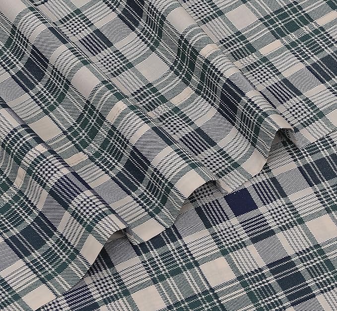 RUVANTI 100% Cotton California King Sheet Sets, 4 Pieces, Soft & Breathable Percale Weave Bedding, Deep Pocket 14", Hotel Standard, Crisp Cool Feel & Durable, Perfect Sheets, Greenish Blue Plaid