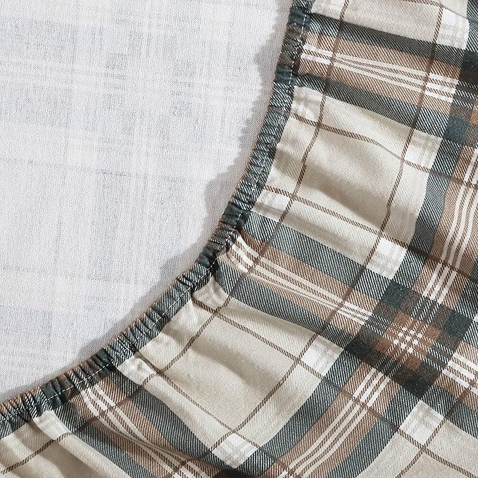 Eddie Bauer - Flannel Sheets Full Size, Anti-Pilling & Wrinkle Resistant Cotton, Touchably Soft for All-Season Comfort - Bed Sheets with Matching Pillowcases & Fitted Sheet (Edgewood Plaid Green)