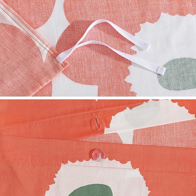 Marimekko - Duvet Cover Set, Super Soft Organic Bedding, Casual Home Decor (Unikko Orange, Full/Queen)