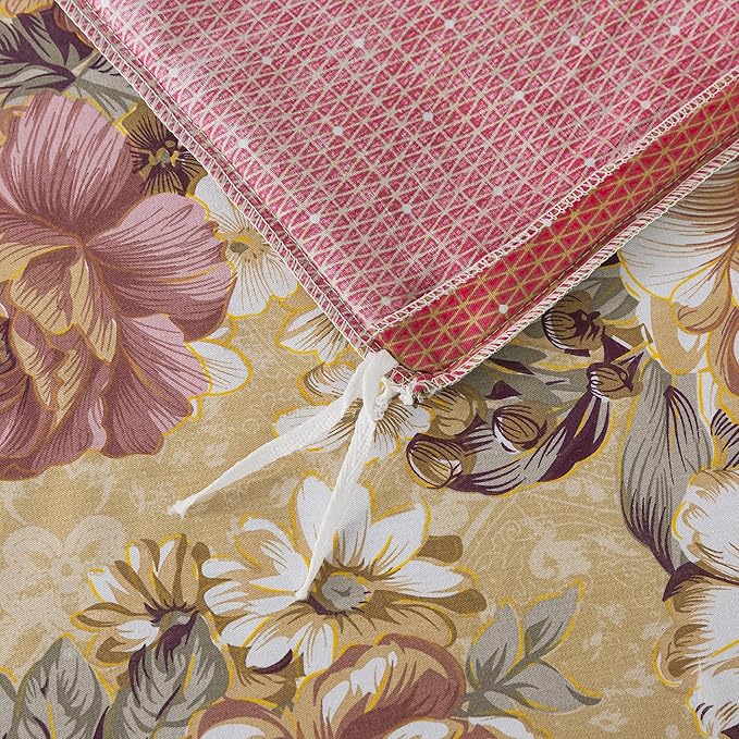 FADFAY College Duvet Cover Set Twin XL Vintage Tan Peony Floral Bedding Classic Shabby Dorm Room Comforter Cover Set 100% Cotton Soft Quilt Cover with Hidden Zipper Closure 3 Pieces, Twin XL Size