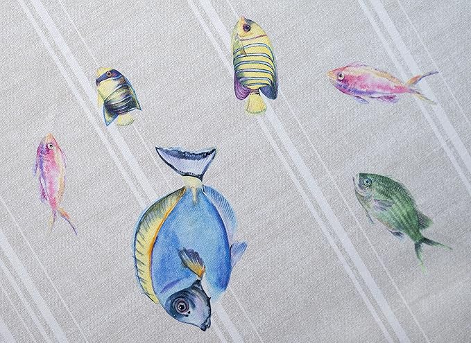 Maison d' Hermine Table Cloth Square Table 100% Cotton 60 x 60 Inches Tablecloth Reusable Decorative Everyday Use for Dining Room, Farmhouse, Home, Party, Festive & Wedding Spring Summer - Poisson