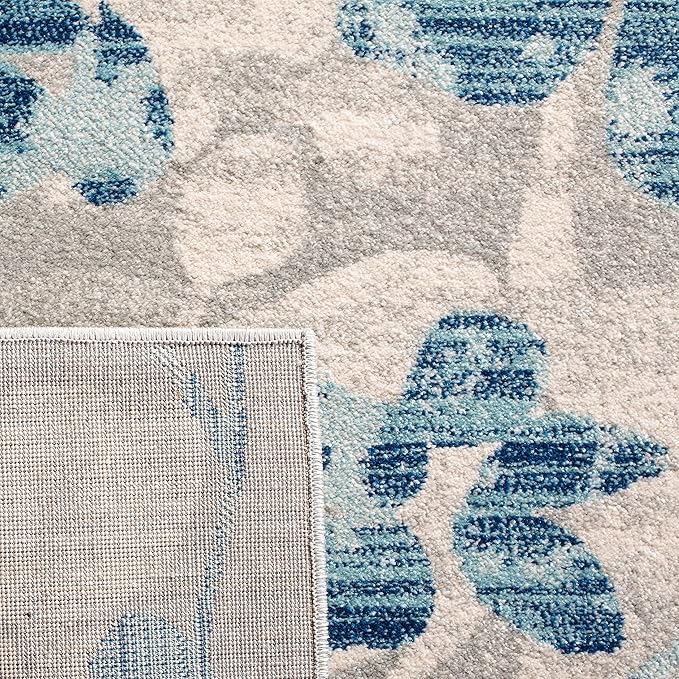 SAFAVIEH Evoke Collection 2'2" x 11' Grey/Light Blue EVK236J Floral Non-Shedding Living Room Bedroom Runner Rug