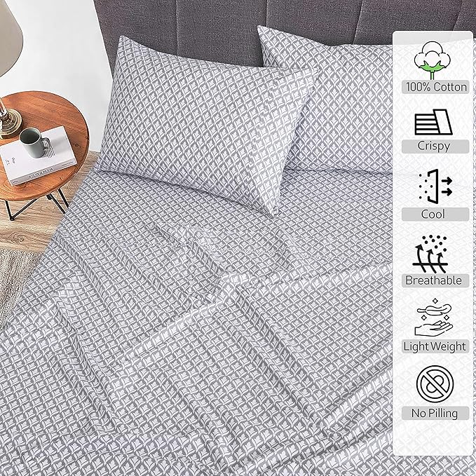RUVANTI 100% Cotton Twin XL Sheet Sets, 3 Pieces, Soft & Breathable Percale Weave Bedding, Deep Pocket 16", Hotel Standard, Crisp Cool Feel, Durable, Perfect Size Floral Sheets, Idiomatic Expression