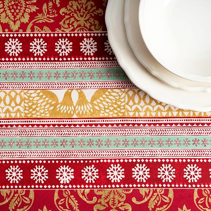 Maison d' Hermine Table Cloth Rectangle Table 100% Cotton 60 x 108 Inches Fall Tablecloth Reusable Everyday Use for Thanksgiving Christmas Decorations Dining Farmhouse Party (Sofia)