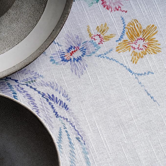 Maison d' Hermine Table Cloth Square Table 100% Cotton 60 x 60 Inches Tablecloth Reusable Decorative for Dining Room, Farmhouse, Home, Party, Festive & Wedding Spring Summer - Paradise Island
