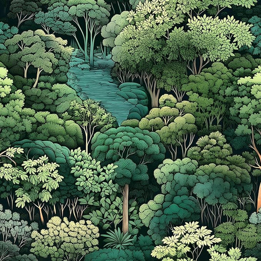 Forest Wallpaper Peel and Stick, Green Trees Contact Paper, Vintage Woodland Mountain Botanical Wall Paper Self Adhesive Waterproof Removable for Room Shelves Cabinet Drawer Table Decor 17.5" x 118"