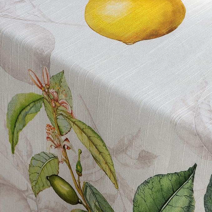 Maison d' Hermine Table Cloth Rectangle Table 100% Cotton 54 x 72 Inches Tablecloth Reusable Decorative for Dining Room, Farmhouse, Home, Party, Festive & Wedding Spring Summer - Limoncello