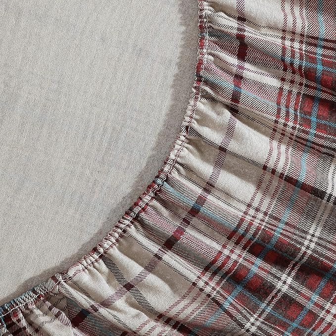 Eddie Bauer - Flannel Sheets Twin Size, Anti-Pilling & Wrinkle Resistant Cotton, Touchably Soft for All-Season Comfort - Bed Sheets with Matching Pillowcases & Fitted Sheet (Montlake Plaid Red)